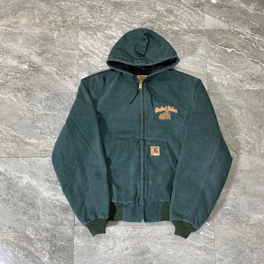 Vintage Carhartt Teal Hooded Zip Up Jacket (L)