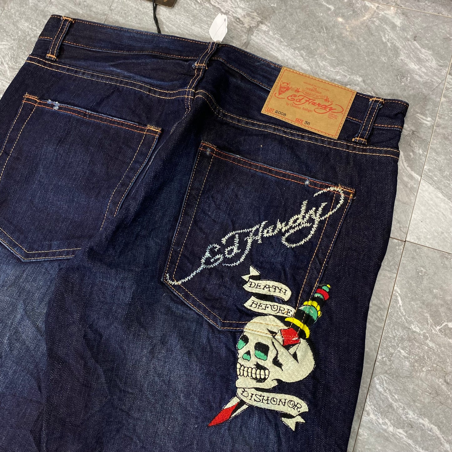 Vintage Ed Hardy New York City Skull Denim Pants (36)(38)