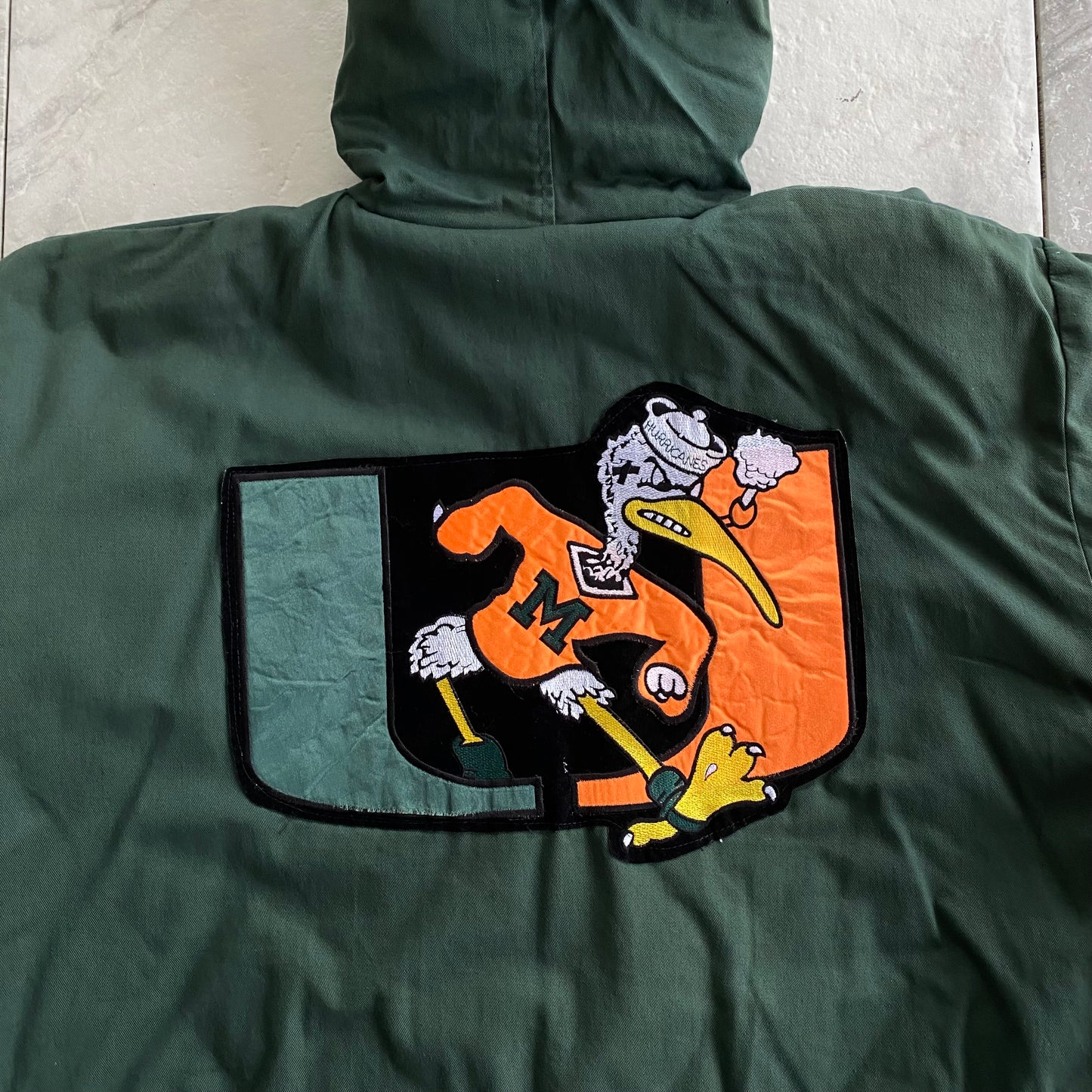 Vintage University Of Miami Hurricanes Reversible Quilted Jacket (2XL)