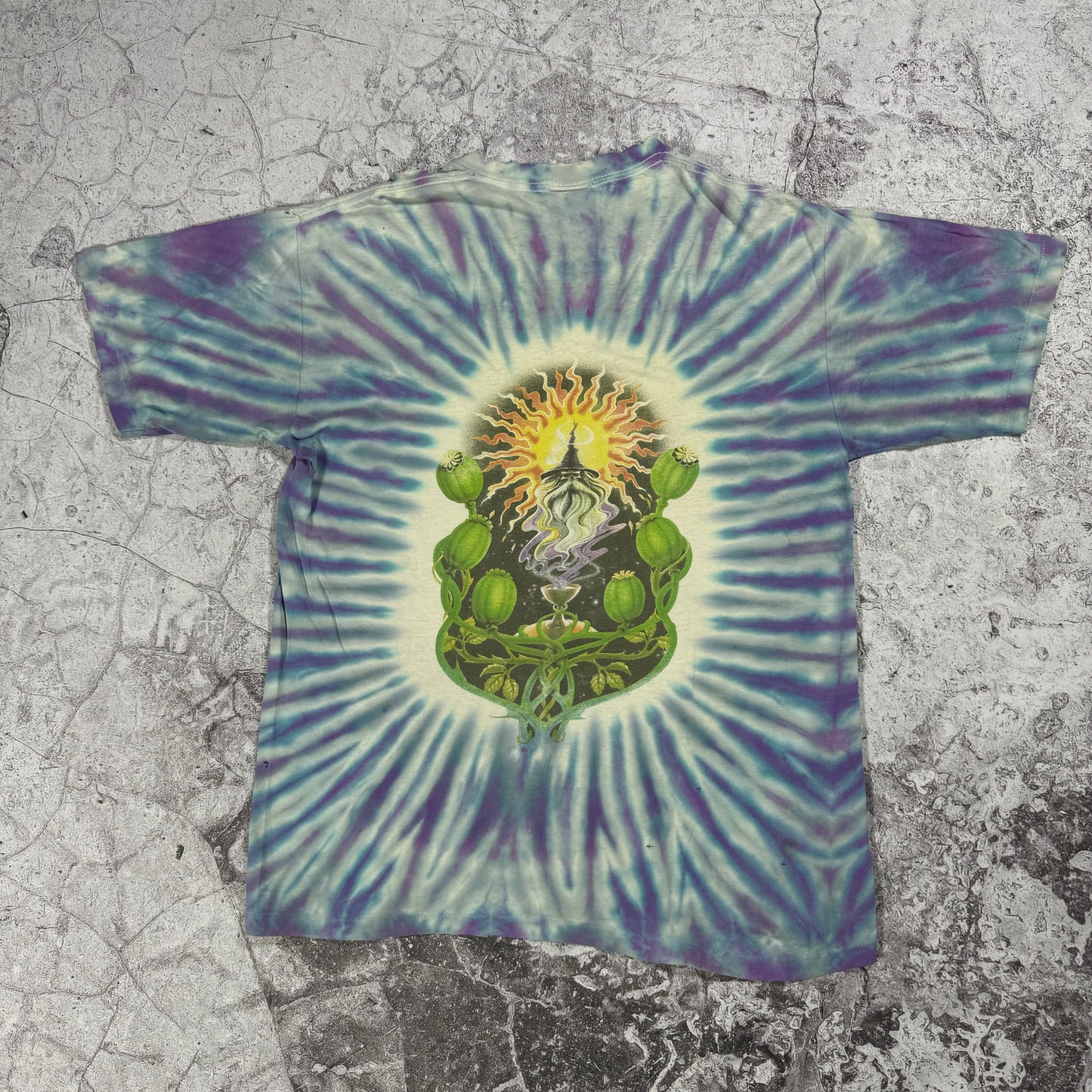 Vintage Good Time Wizard Distressed Tie Dye Tee (L)