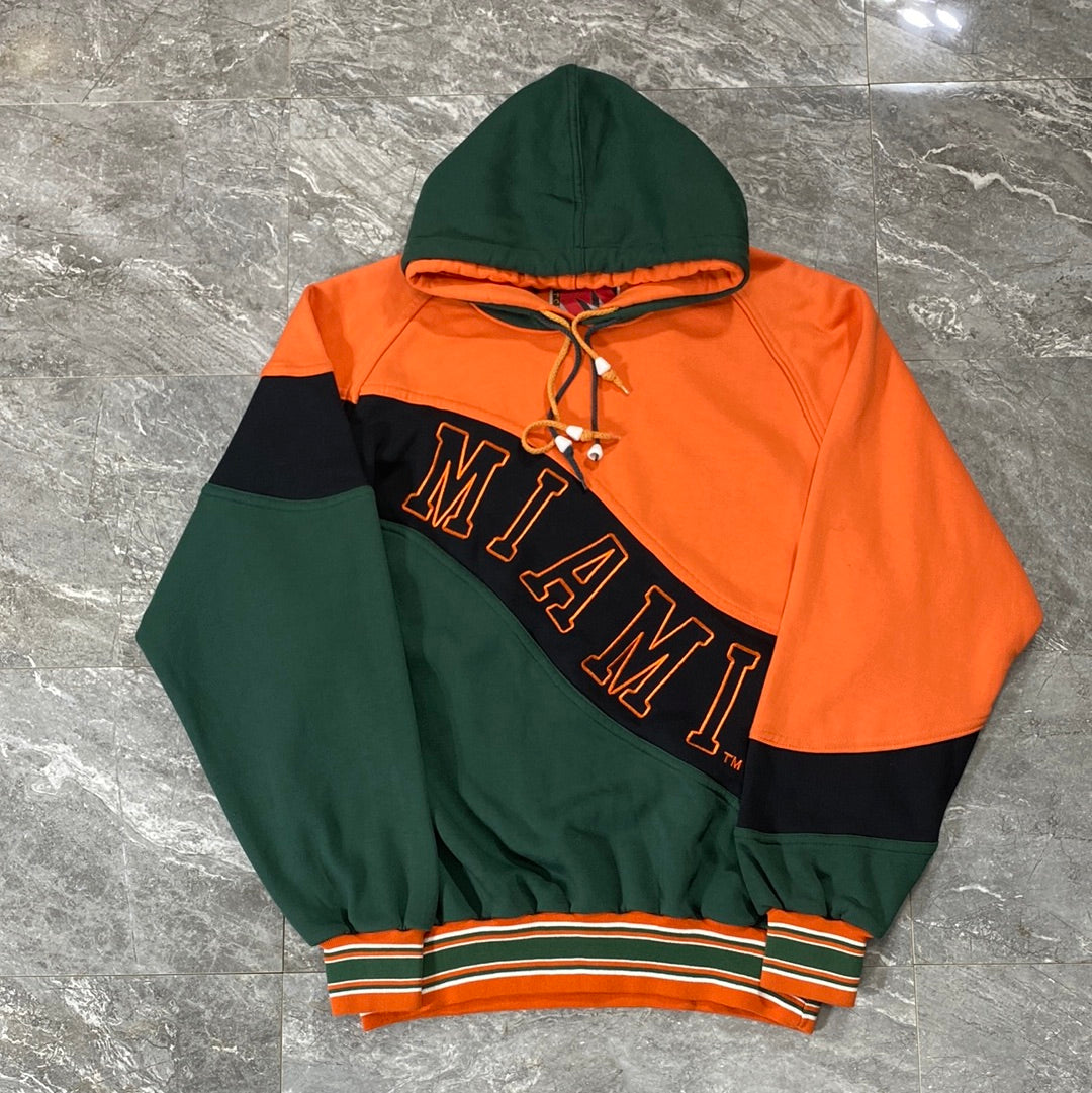 Vintage University Of Miami Hurricanes Double Hooded Hoodie (XL)