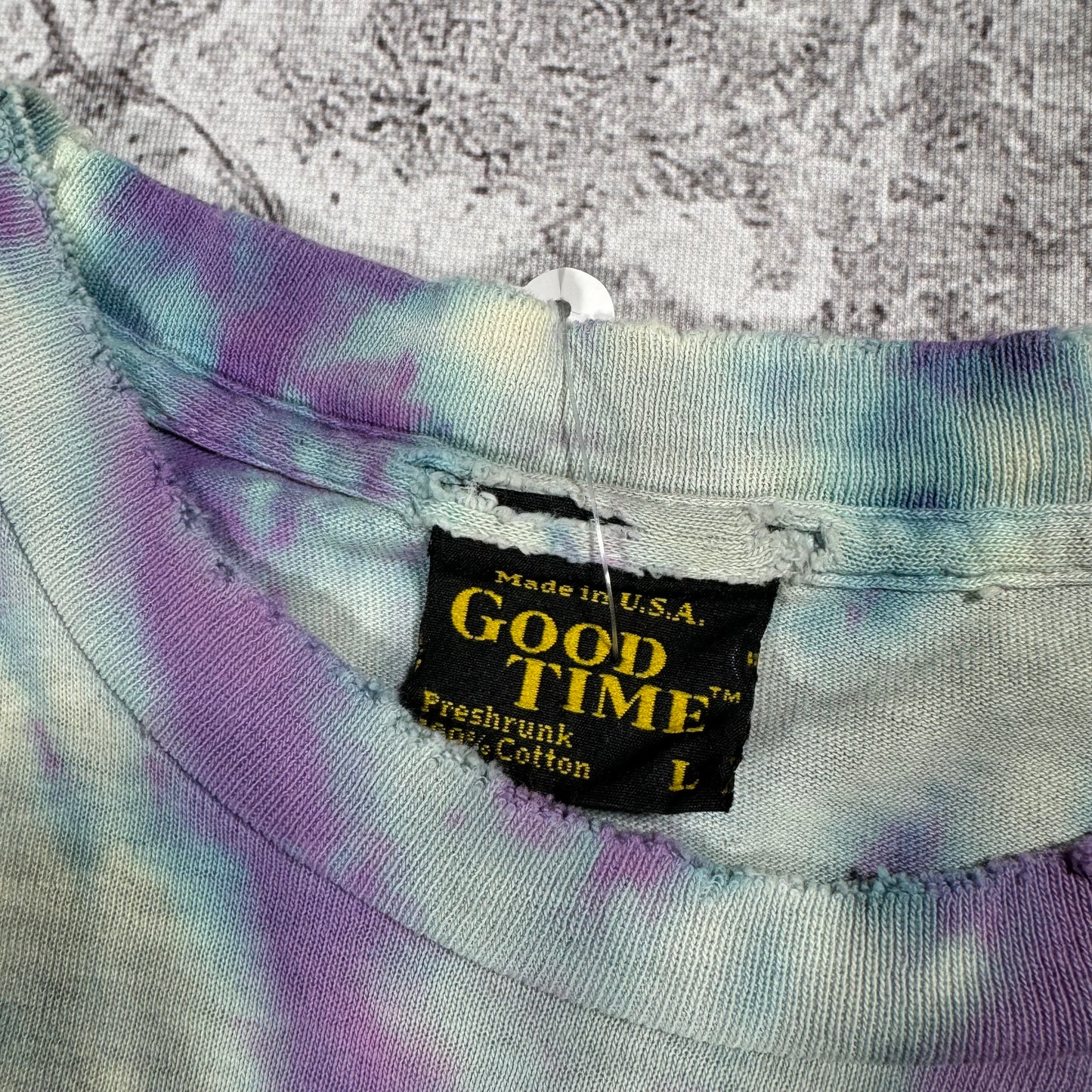 Vintage Good Time Wizard Distressed Tie Dye Tee (L)