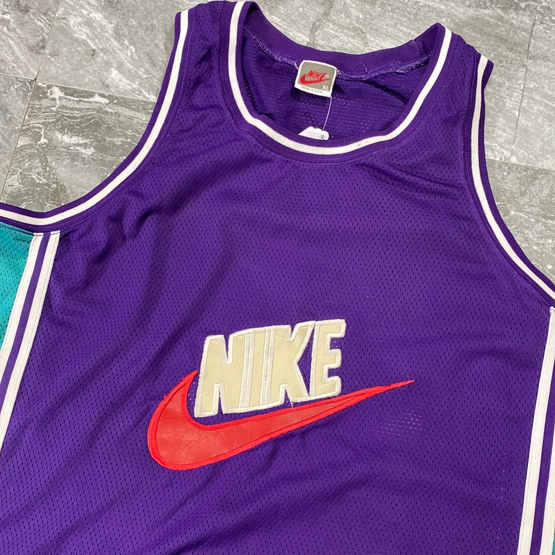 Vintage Nike Leather Logo Basketball Jersey (XL)