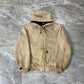 Carhartt Distress Tan Hooded Zip Up Jacket (M)