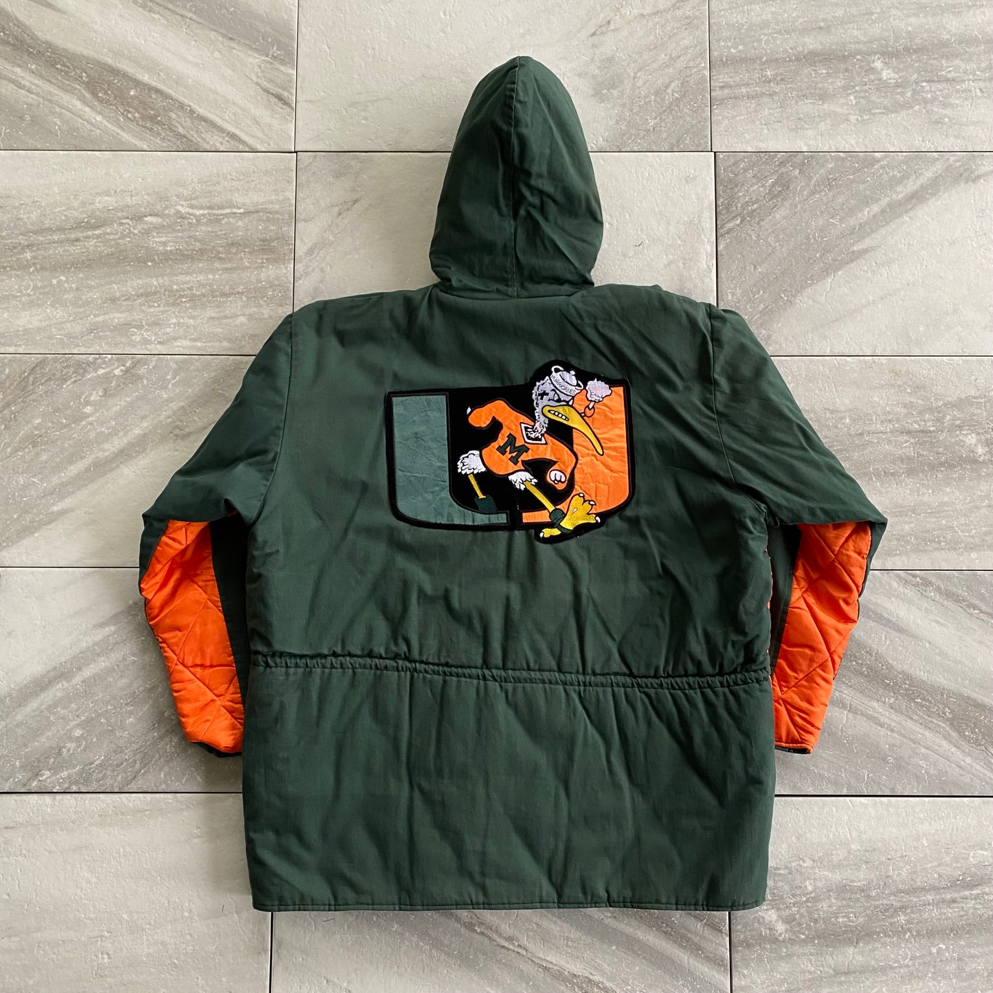 Vintage University Of Miami Hurricanes Reversible Quilted Jacket (2XL)