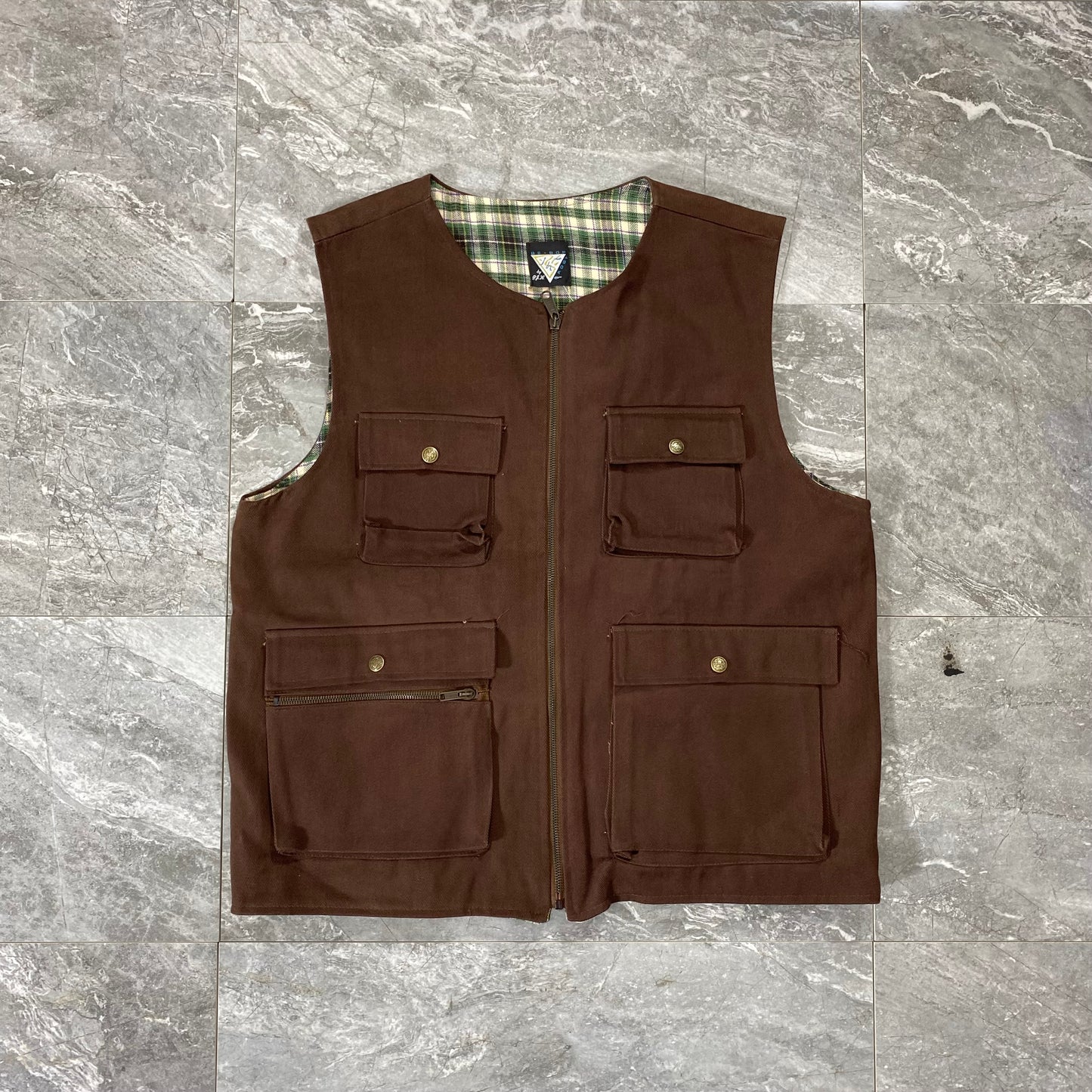 Vintage Be-Bop Brown Reversible Vest (M)(L)