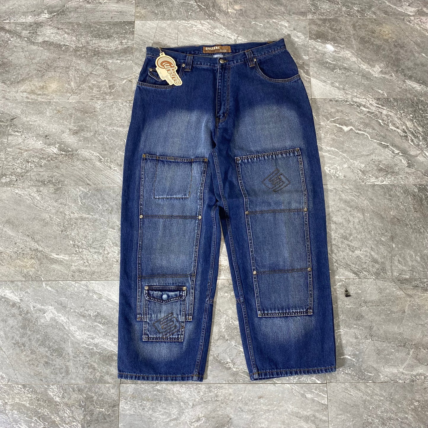 Vintage Culture Double Knee Cargo Denim Jeans (38)