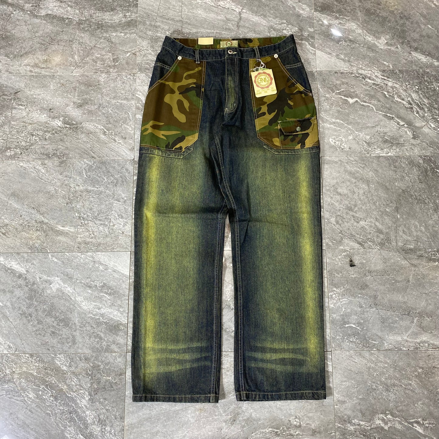 Y2K Camo Green Tint Denim Jeans (34)(36)