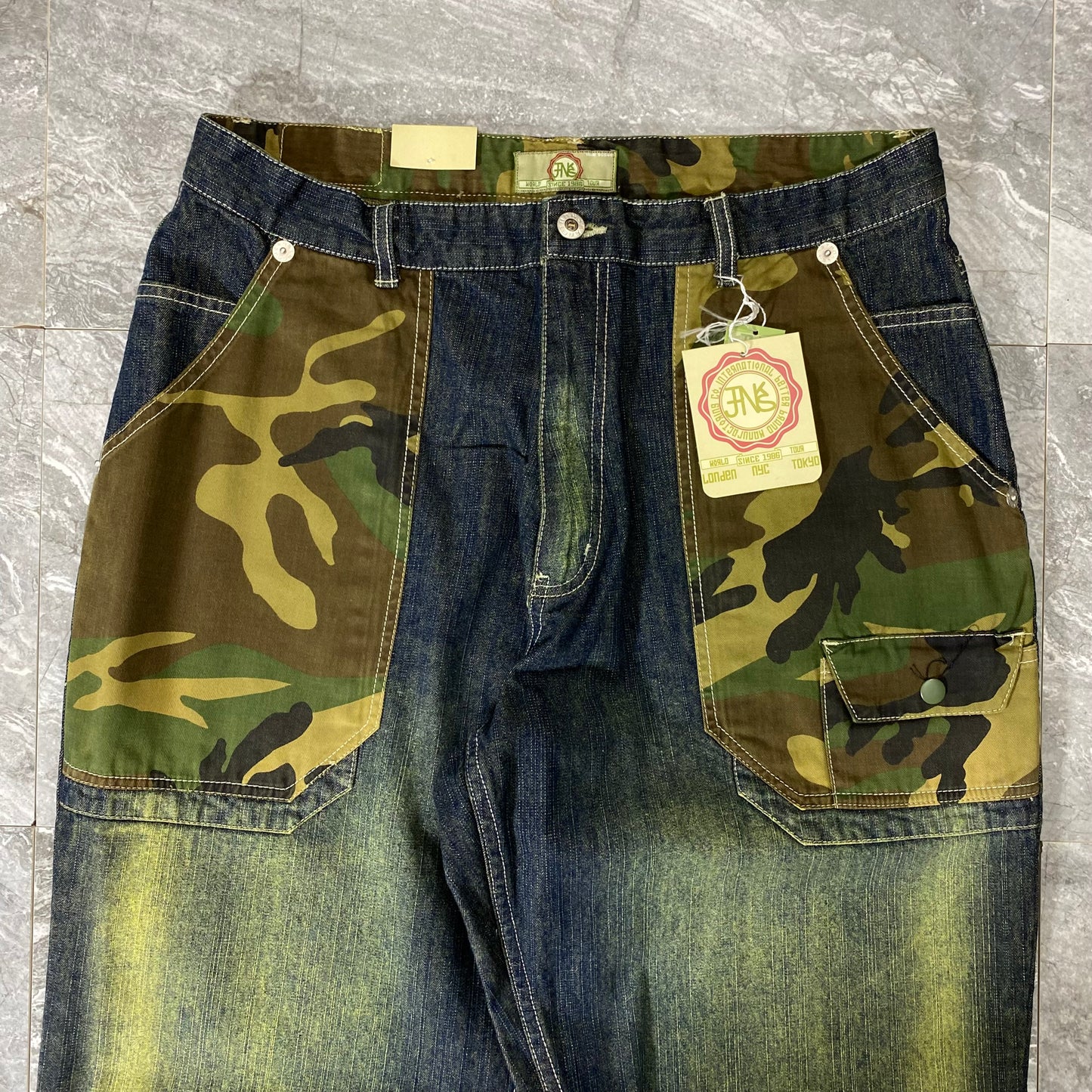 Y2K Camo Green Tint Denim Jeans (34)(36)