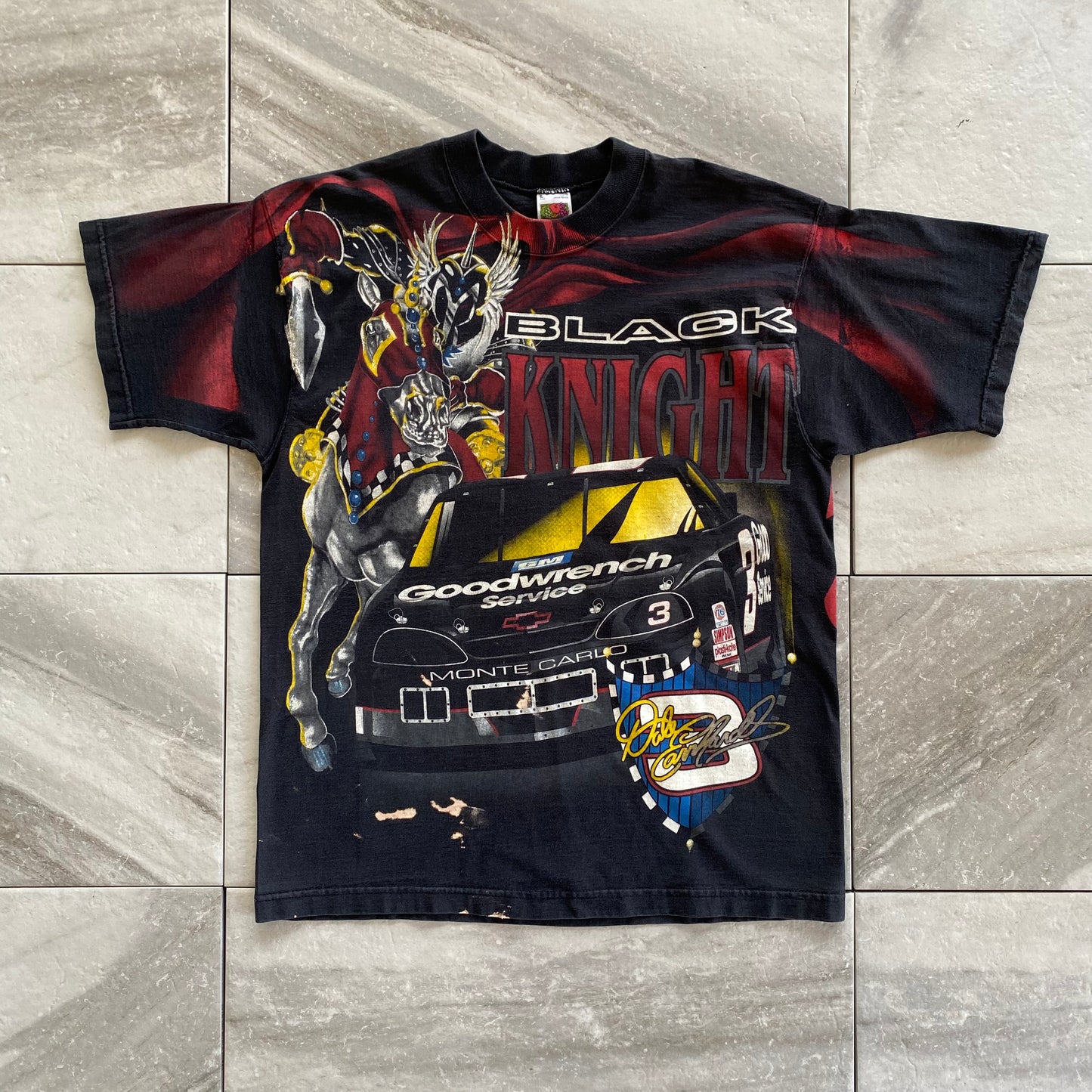 Vintage Nascar AOP Dale Earnhardt Black Knight Tee (L)