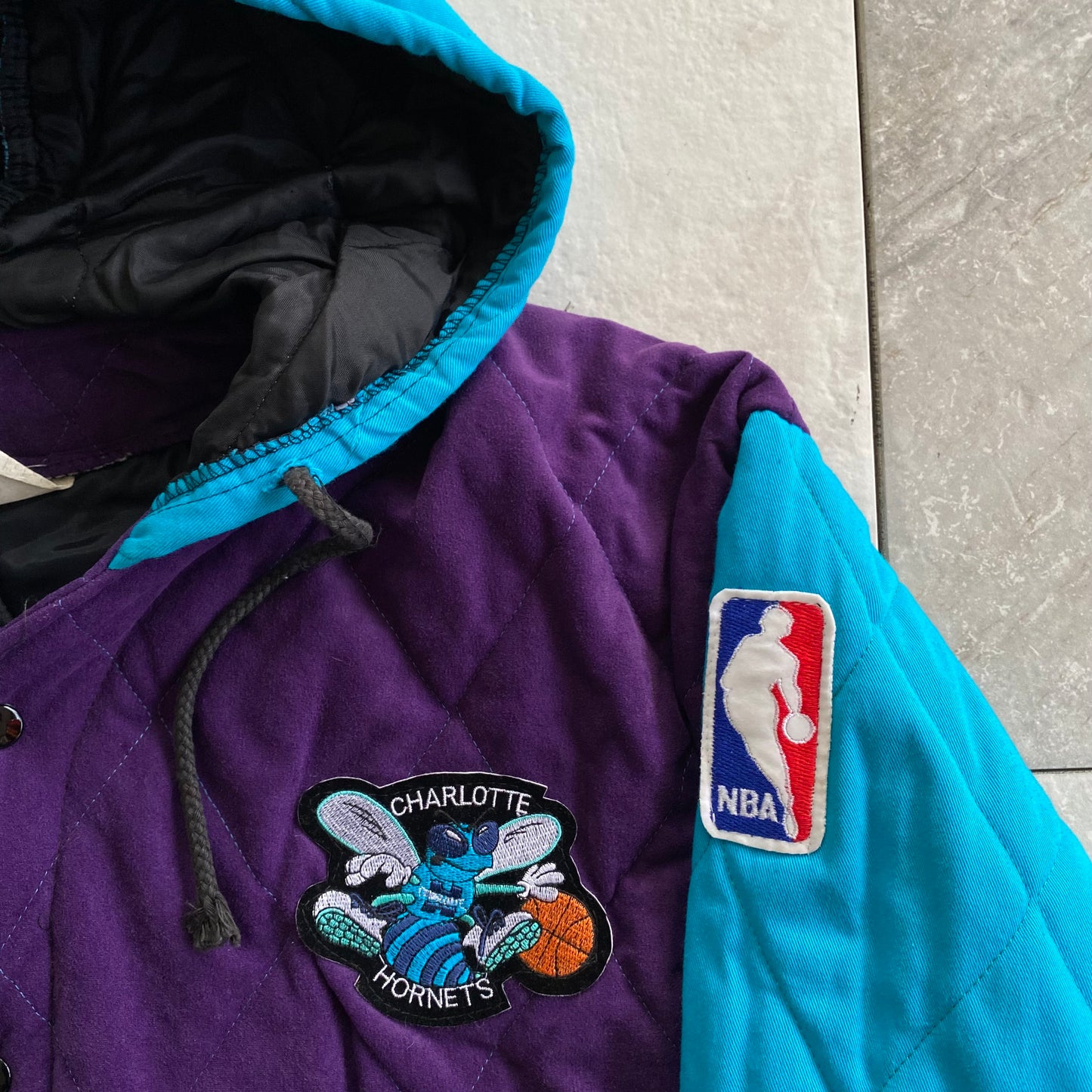 Vintage Charlotte Hornets Quilted Parka Jacket (S)