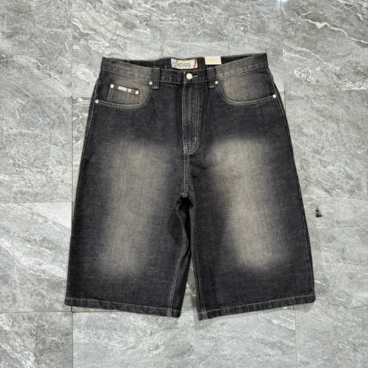 Vintage Indigo Faded Black Denim Shorts (36)