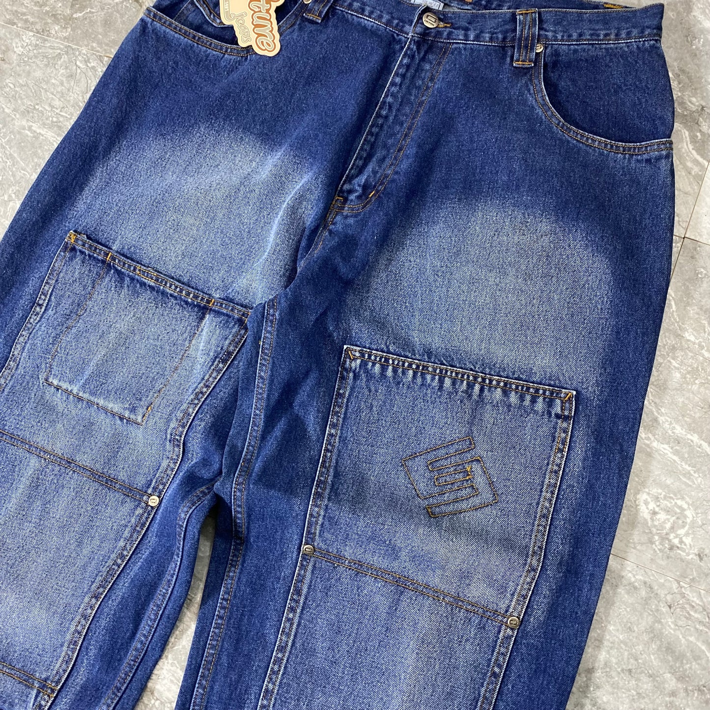 Vintage Culture Double Knee Cargo Denim Jeans (38)