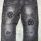 True Religion Straight Leg Black Distressed Patch Denim (34)