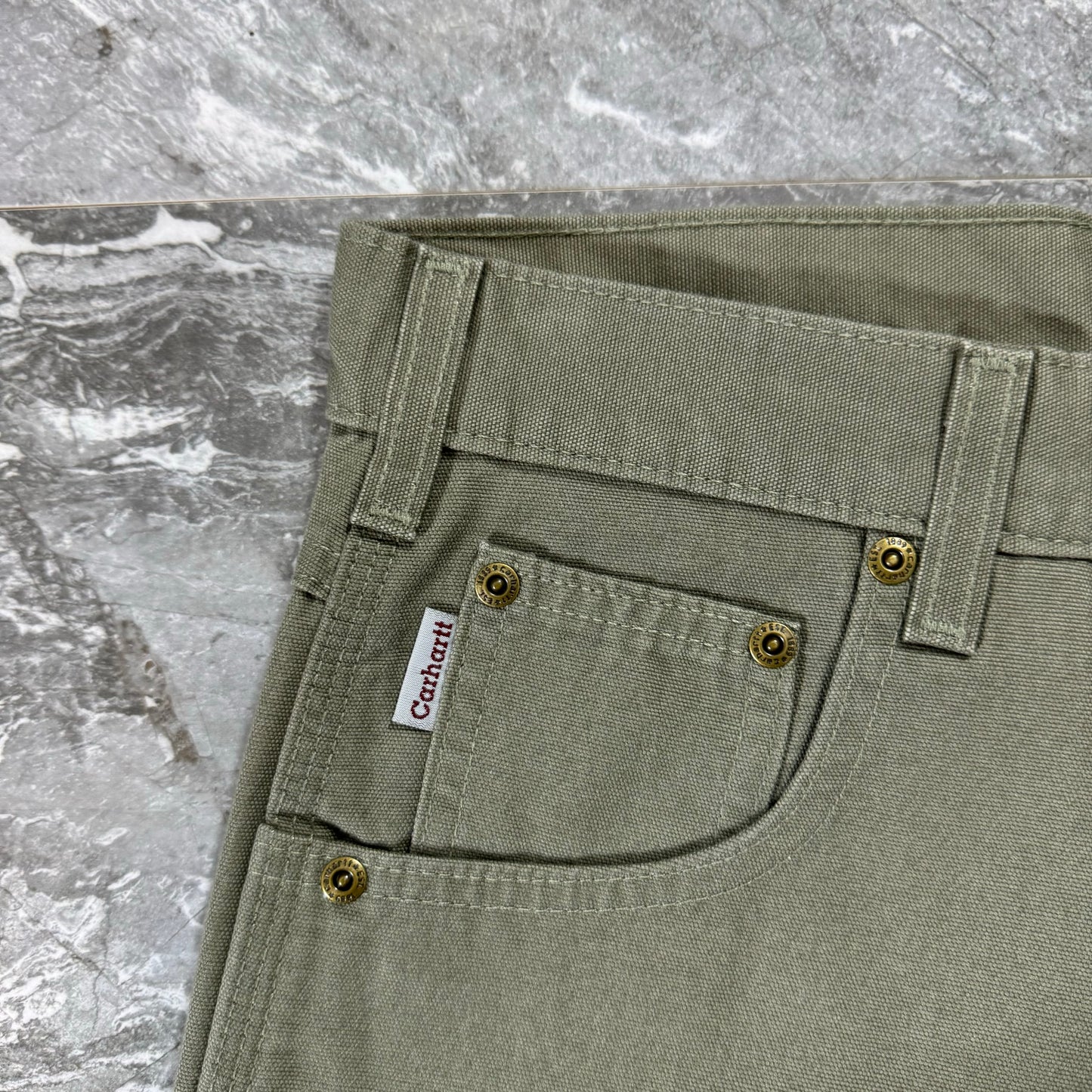 Carhartt Olive Green Canvas Utility Shorts (28)