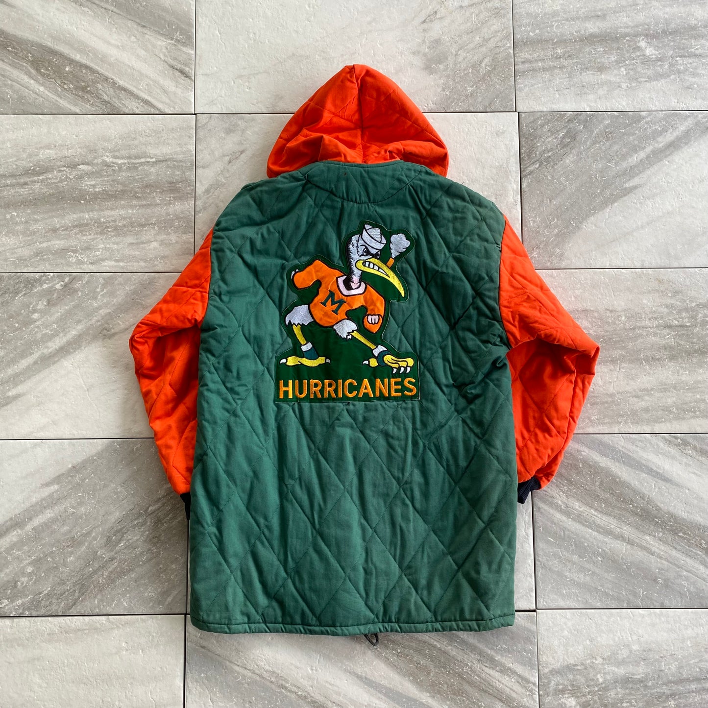 Vintage University Of Miami Hurricanes Quilted Parka Jacket (M)