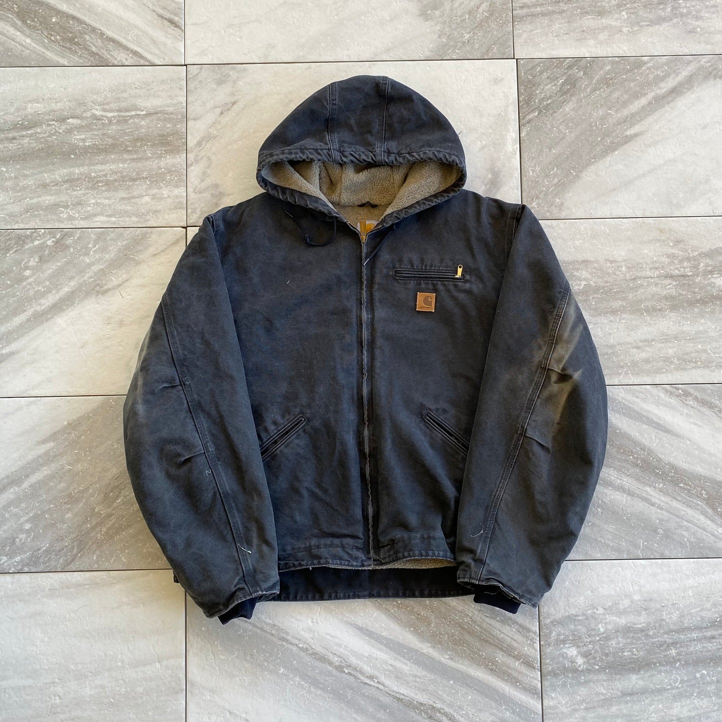 Carhartt Black Hooded Zip Up Jacket (2XL)