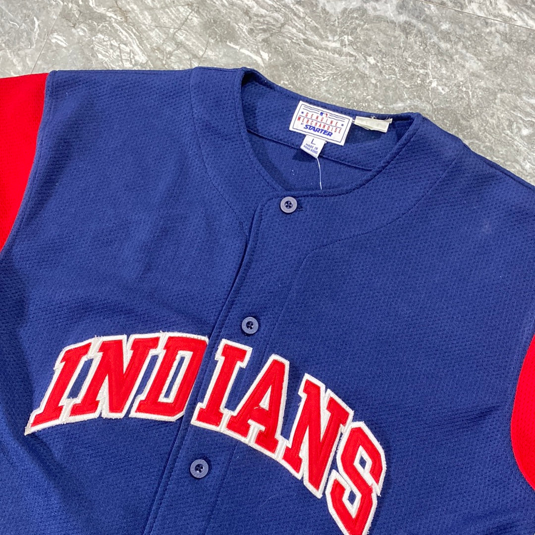 Vintage Starter Cleveland Indians David Justice Baseball Jersey (L)