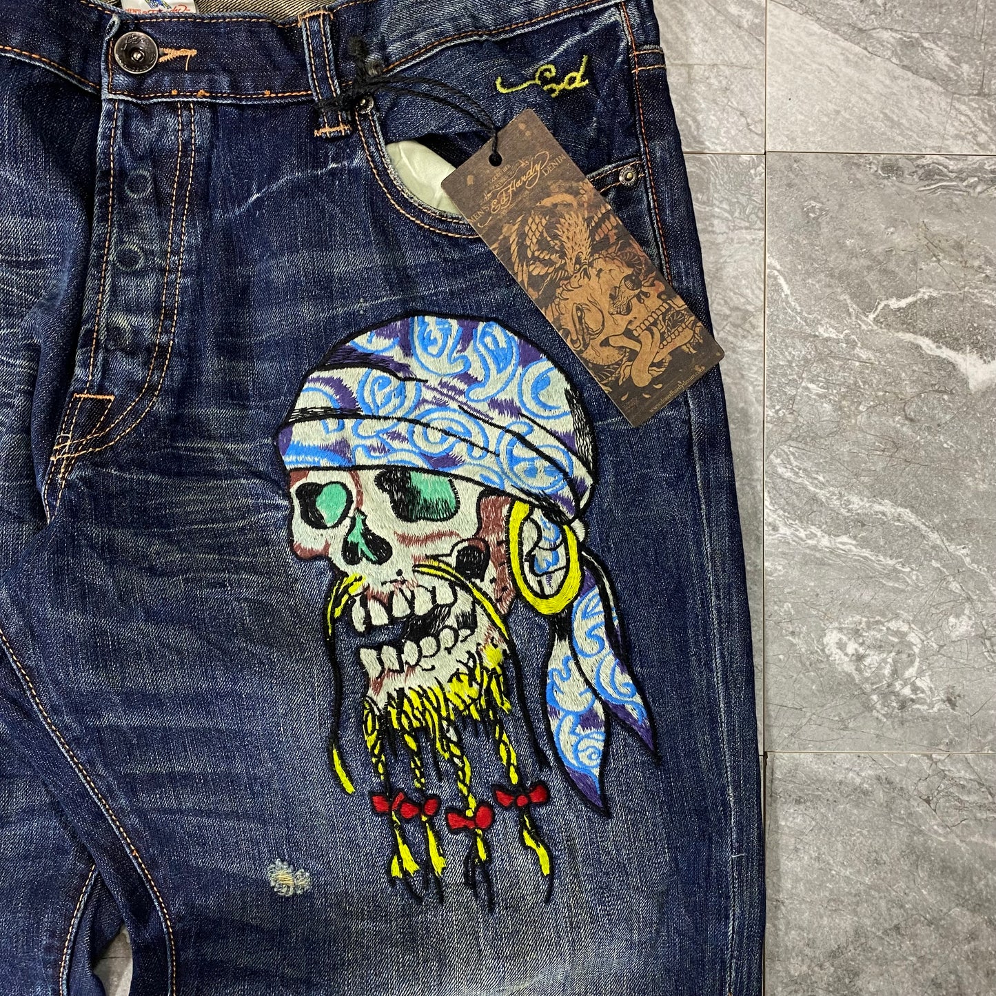 Vintage Ed Hardy Jenny Pirate Denim Jeans (38)