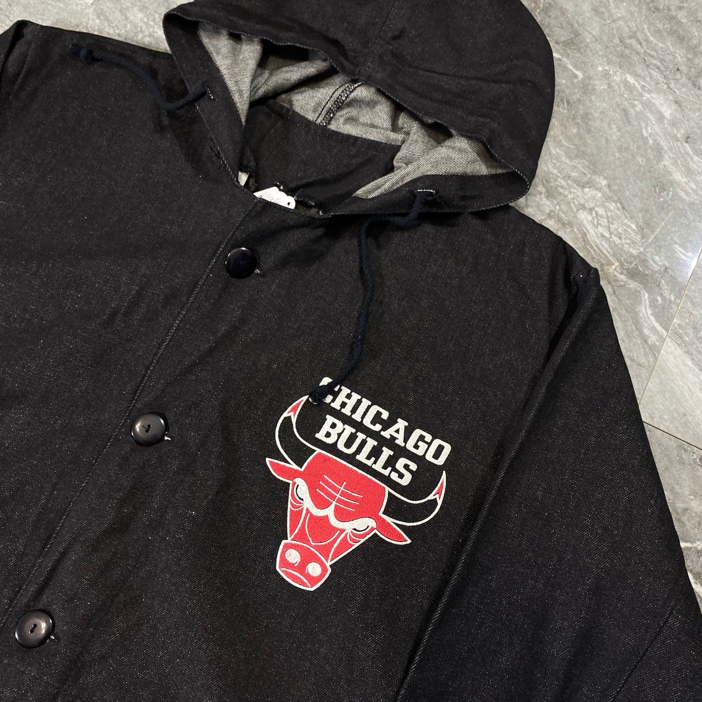 Vintage Chicago Bulls Hooded Trench Coat Jacket (M)