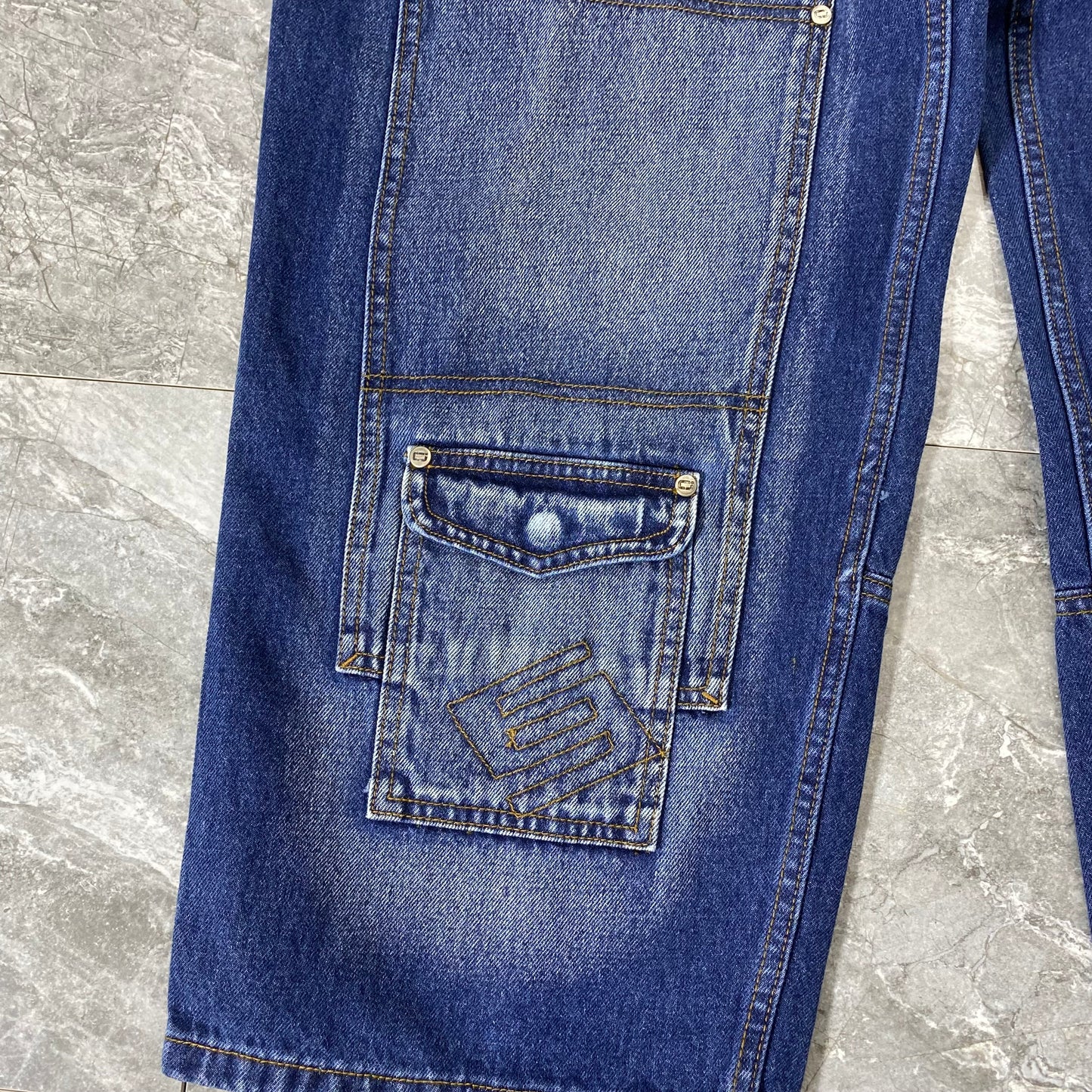 Vintage Culture Double Knee Cargo Denim Jeans (38)