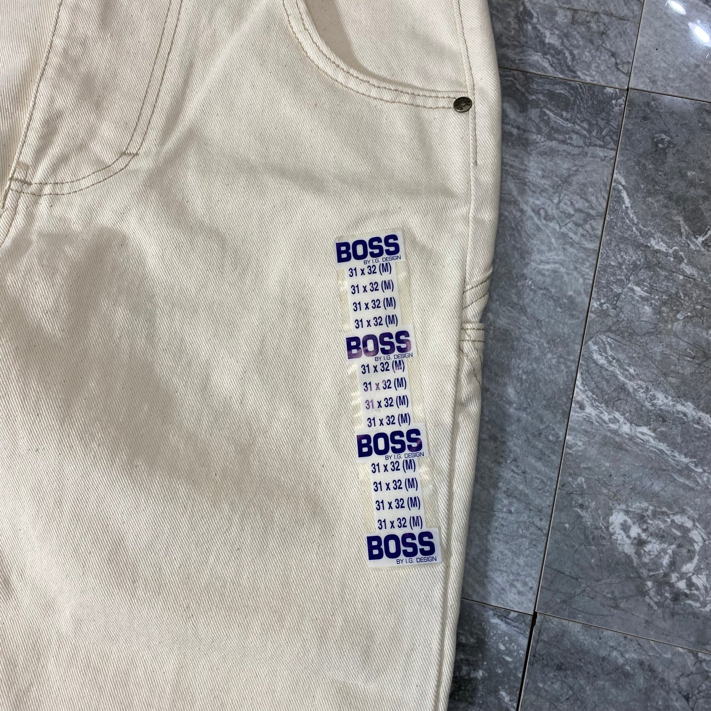 Vintage Boss Cream Carpenter Pants (31)