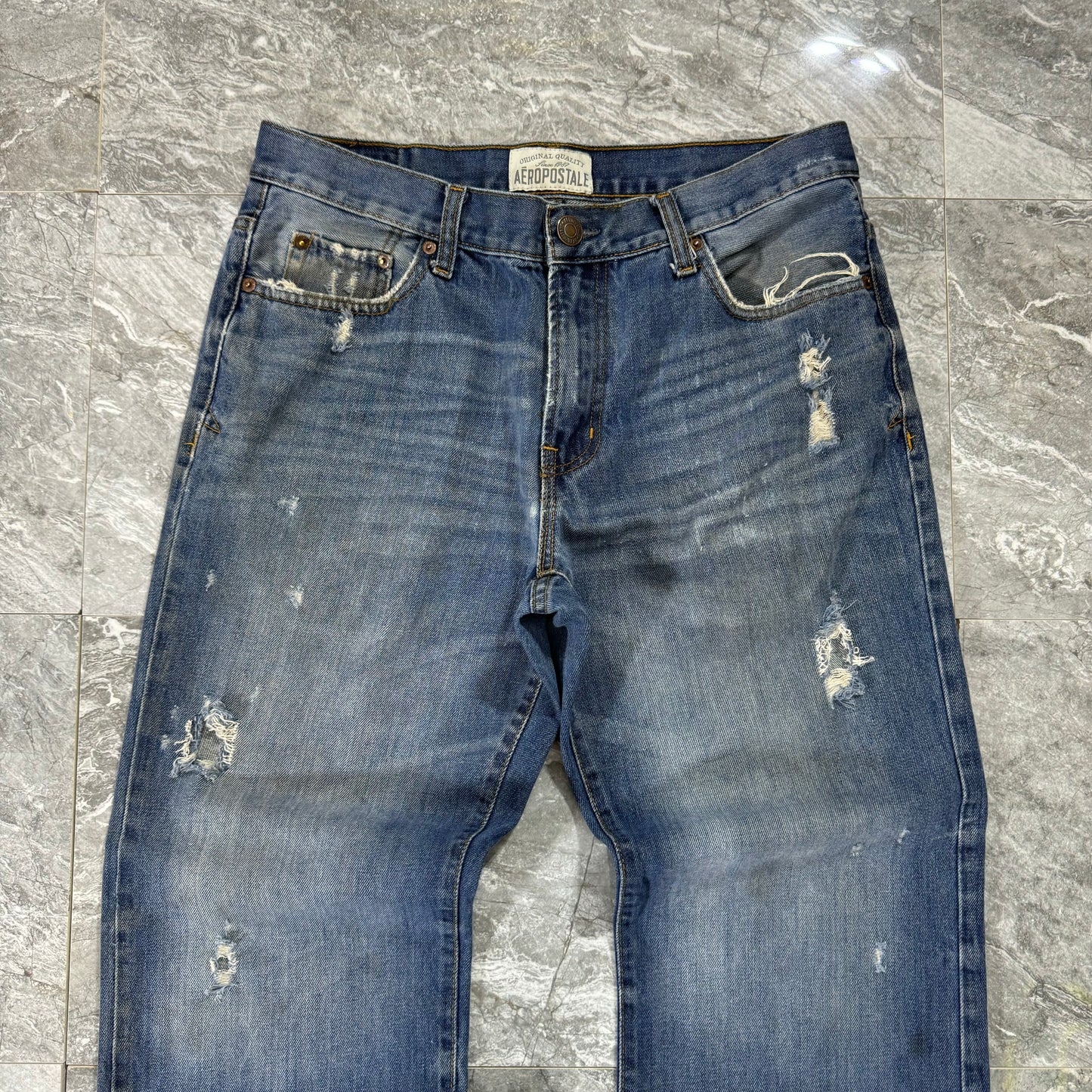 Aeropostale Distressed Baggy Denim Jeans (32)