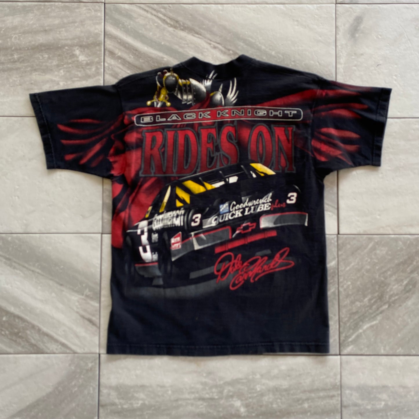 Vintage Nascar AOP Dale Earnhardt Black Knight Tee (L)