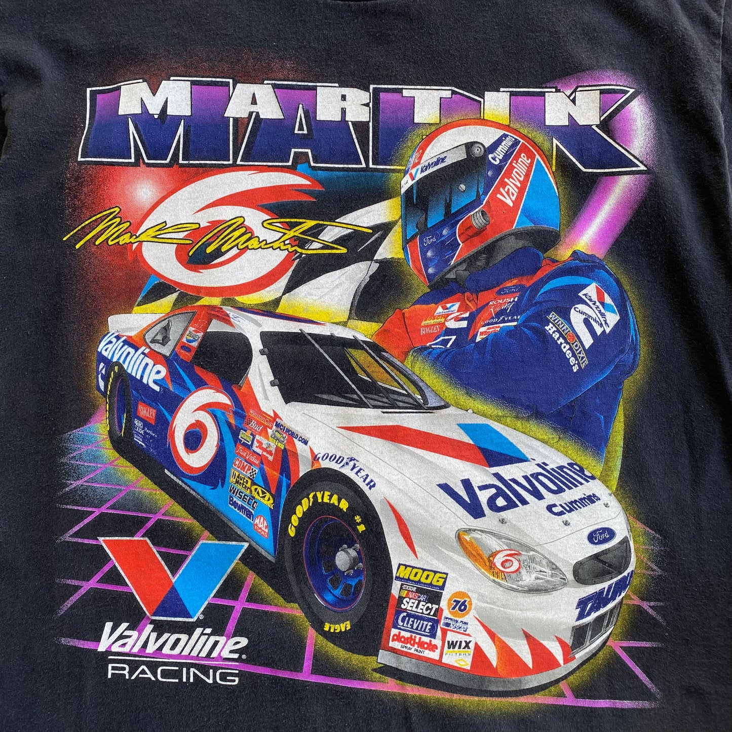 Vintage Nascar AOP Mark Martin Blaze Of Glory Tee (L)