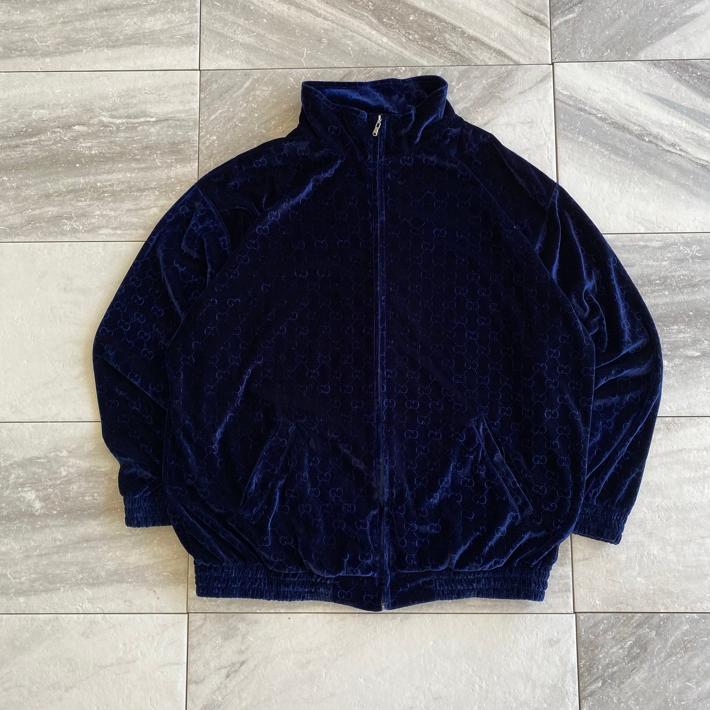 Vintage Bootleg Gucci Monogram Velour Jacket (Fits Like 3XL)