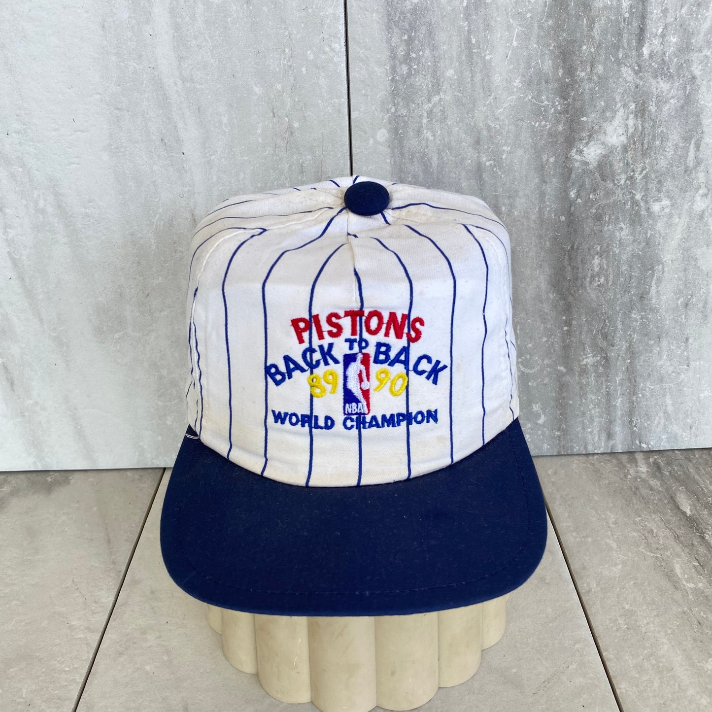 Vintage Detriot Pistons Back To Back 89-90 Pinstripe Snapback Hat