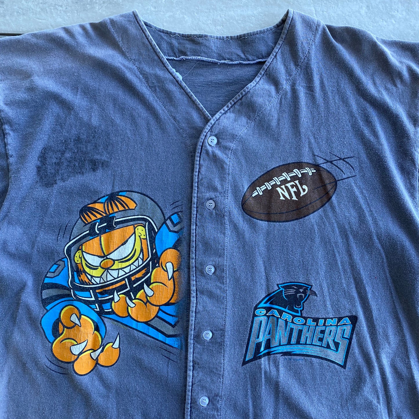 Vintage 90s Garfield x Carolina Panthers Baseball Jersey (XL)